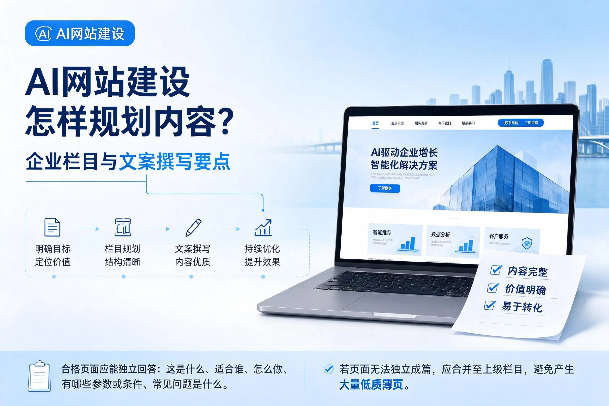 AI网站建设怎样规划内容？三亚企业栏目与文案撰写要点